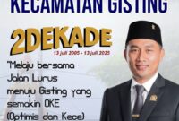Flyer ucapan Ketua DPRD Tanggamus menyambut ulang tahun ke 20 Kecamatan Gisting.