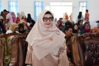 Ketua Dekranasda Kabupaten Tanggamus, Hj. Siti Mahmudah Saleh Asnawi saat di Aula Islamic Center Kota Agung, Sabtu 12 Juli 2025 | Herdi/Media Prioritastv.com.