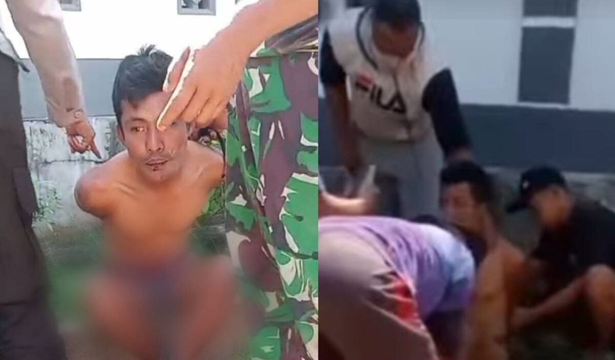 Kolase foto saat pelaku hendak di evakuasi dan saat pertama kali warga menangkapnya, Jumat 18 Juli 2025, siang | Ist.