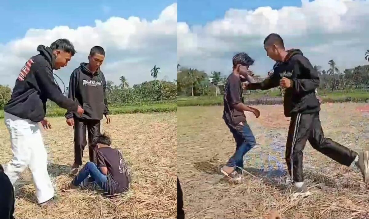 Kolase foto saat remaja 15 tahun dianiaya oleh dua temannya di area pesawahan Desa Pengarang, Jembersari Darusolah, Bodowoso, Jawa Timur | Dok. Tangkapan Layar Video.