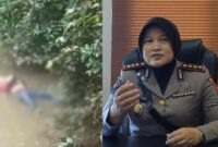 Kolase foto jasad korban saat ditemukan warga dan saat Kabid Humas Polda Lampung memberikan keterangan, Kamis 31 Juli 2025 | Ist.