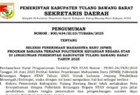 Pengumuman PKN STAN Tulang Bawang Barat |