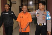 Tersangka AG pencuri handphone milik temannya saat digelandang menuju sel tahanan, Rabu 6 Agustus 2025 | Humas Polres Pringsewu.
