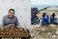 Kolase foto Ketua Komisi IV DPRD Tanggamus, Romzi Edy dan saat pelajar SMKN 1 Pulau Tabuan, Cukuh Balak saat melaksanakan ANBK | Ist.