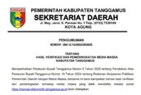 Pengumunan Hasil Verifikasi dan Pemeringkatan Media Massa Kabupaten Tanggamus, Selasa 5 Agustus 2025 |