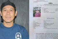 Kolase foto sosok Muhammad Nazir yang dilaporkan hilang dan surat laporan orang hilang yang dilayangkan istrinya ke Polres Lampung Barat | Ist.