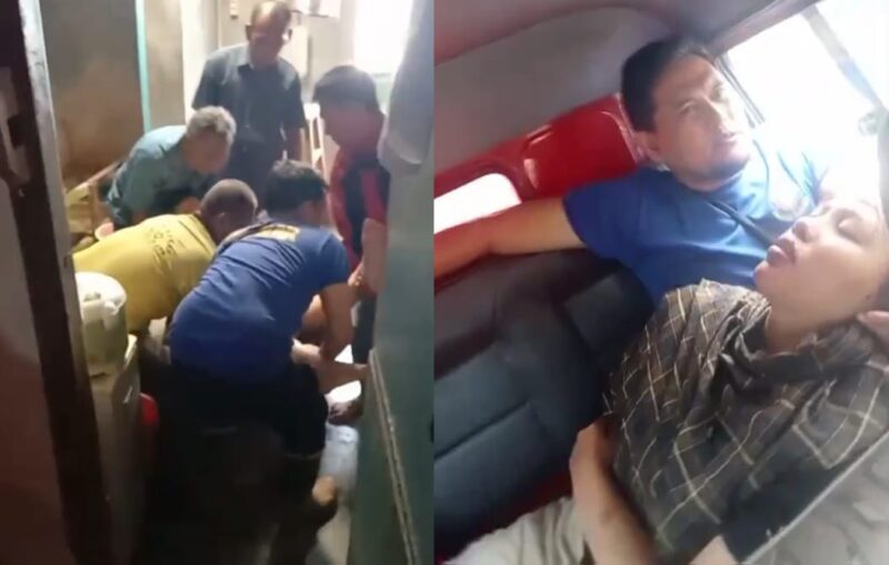 Kolase foto saat Damkarmat Tanggamus mengevakuasi korban usai terjebur dan saat membawa ke rumah sakit menggunakan mobil Damkar, Selasa 12 Agustus 2025 | Ist.