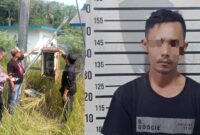 Kolase foto saat polisi melakukan olah TKP pencurian kabel listrik di Pringsewu dan tersangka A yang berhasil ditangkap, Sabtu 16 Agustus 2025 | Dok. Humas Polres Pringsewu.