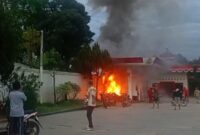Peristiwa kebakaran motor di pompa 5 SPBU Tanjung Heran, Pugung, Tanggamus, Kamis 21 Agustus 2025 | Dok. Tangkapan Layar Video.