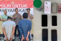 Kolase foto saat kedua tersangka ditunjukan sebelum dimasukan ke sel tahanan dan barang bukti yang berhasil diamankan Polsek Wonosobo, Senin 25 Agustus 2025 | Dok. Humas Polres Tanggamus.