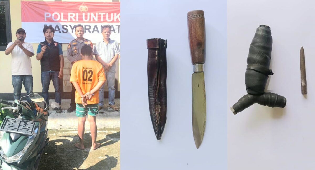 Kolase foto tersangka SY dan barang bukti yang berhasil diamankan Polsek Wonosobo, Selasa 26 Agustus 2025 | Dok. Humas Polres Tanggamus.