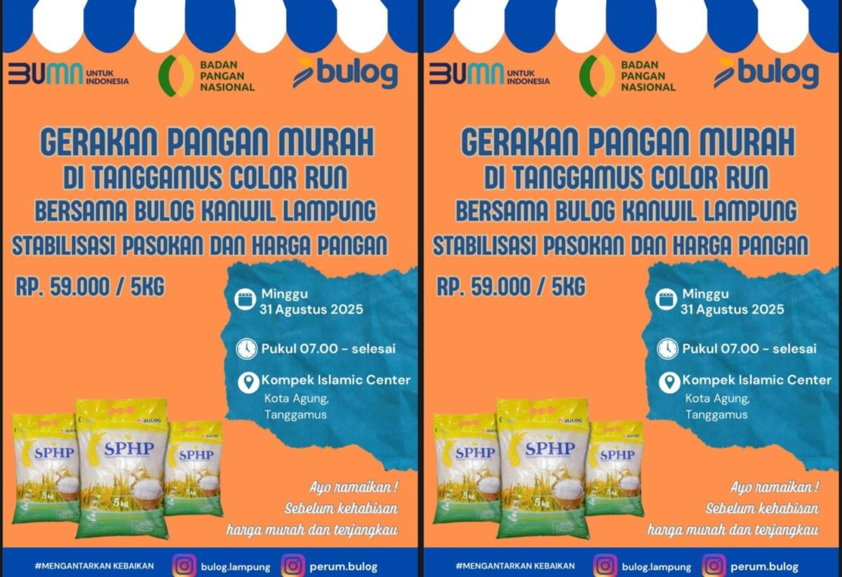 Kolase foto flyer GPM Bulog di Tanggamus Color Run 2025 | Ist.