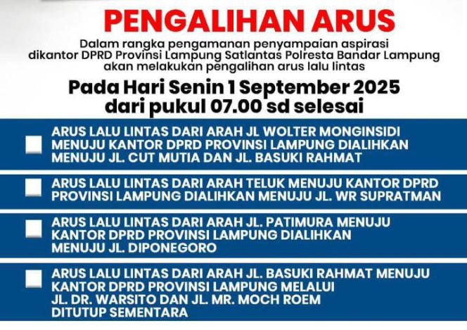 Pengalihan arus lalu lintas di Bandar Lampung
Dok : Sat Lantas Polresta Bandar Lampung