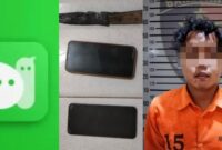 Kolase foto aplikasi MiChat dan tersangka serta barang bukti yang diamankan polisi, Minggu 3 Agustus 2025 |
