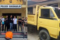 Kolase foto saat tersangka berada di Polsek Sukoharjo, Pringsewu Selasa 2 September 2025 dan mobil korban yang berhasil diamankan | Dok. Humas Polres Pringsewu.