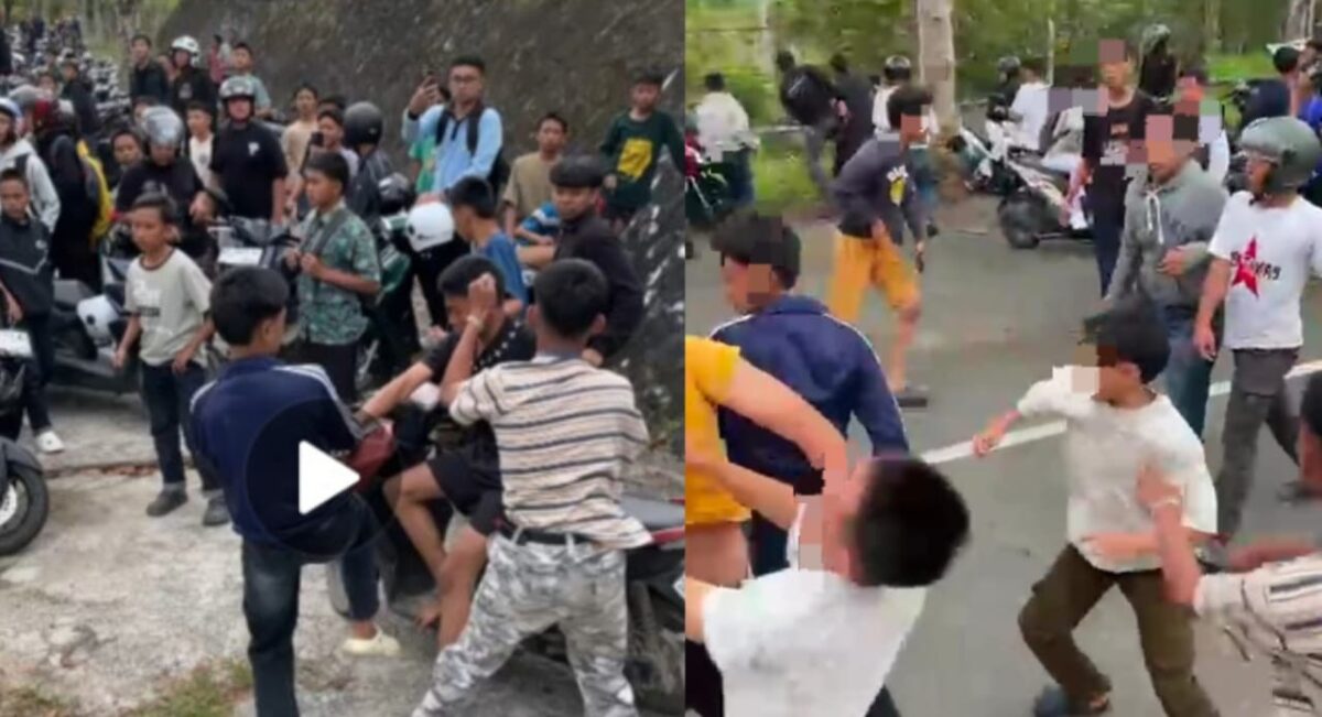 Kolase foto saat para pelajar di Lampung Barat melakukan tawuran di TMP Balik Bukit, Rabu 3 September 2025, lalu | Dok. Tangkapan Layar Video.