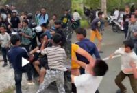 Kolase foto saat para pelajar di Lampung Barat melakukan tawuran di TMP Balik Bukit, Rabu 3 September 2025, lalu | Dok. Tangkapan Layar Video.