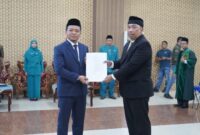 M. Andi Purwanto setelah dilantik Bupati Riyanto Pamungkas, menjadi Sekdakab Pringsewu, Senin 8 September 2025 | Samuel/Media Prioritastv.com.