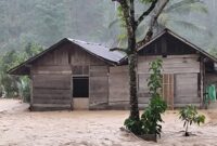 Salah satu rumah warga yang terendam banjir di Suoh, Lampung Barat, Rabu 10 September 2025 | Ist.