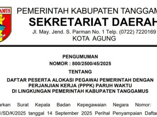 Pengumuman PPPK Paruh Waktu Pemkab Tanggamus Tahun Anggaran 2024 | Dok. Pemkab Tanggamus.