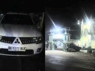 Kolase foto mobil Fortuner plat BE 1223 ALK dan lokasi jalan tempat kecelakaan, Senin 15 September 2025 | Dok. Tangkapan Layar Video.