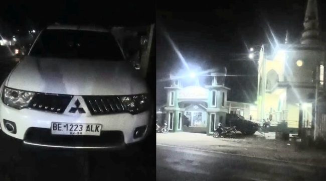 Kolase foto mobil Fortuner plat BE 1223 ALK dan lokasi jalan tempat kecelakaan, Senin 15 September 2025 | Dok. Tangkapan Layar Video.