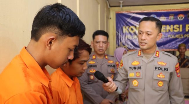 Tersangka saat membuat pengakuan saat ditanyakan oleh Kapolres Pringsewu, Jumat 6 September 2025 | Samuel/Media Prioritastv.com.