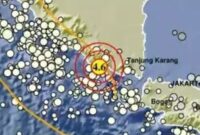 Titik gempa yang mengguncang Kota Agung, Tanggamus, Lampung, Jumat 26 September 2025, malam | Dok. BMKG.