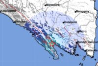 Cakupan getaran gempa yang mengguncang Tanggamus, Lampung, Jumat 26 September 2025, malam | Dok : BMKG.