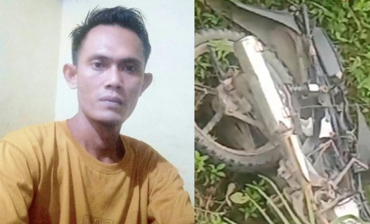 Kolase foto Adi Purwoko semasa hidupnya dan sepeda motor yang ditemukan bersama jasadnya di jurang wilayah Semaka, Tanggamus, Selasa 30 September 2025 | Ist.
