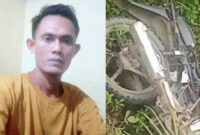 Kolase foto Adi Purwoko semasa hidupnya dan sepeda motor yang ditemukan bersama jasadnya di jurang wilayah Semaka, Tanggamus, Selasa 30 September 2025 | Ist.