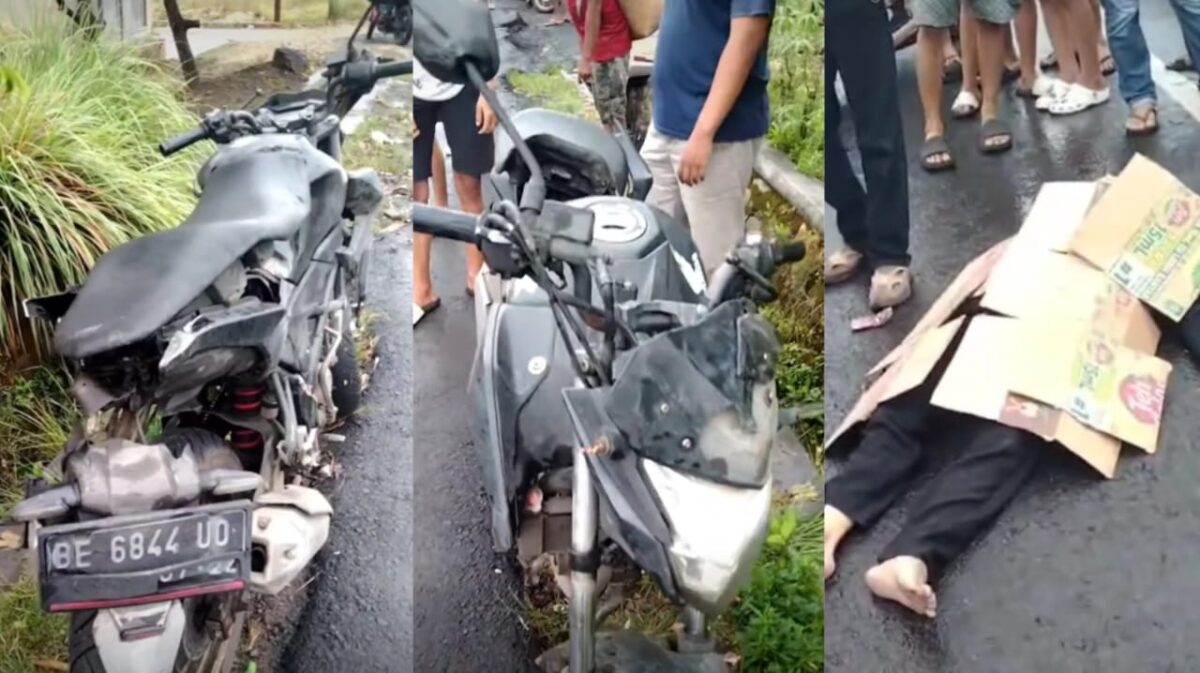 Kolase sepeda motor dan kondisi korban sebelum dievakuasi, Selasa 30 September 2025 | Dok. Tangkapan Layar Video.