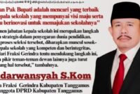 Zudarwansyah, Ketua Fraksi Gerinda Tanggamus dengan kutipan statment flyer yang diterima Media Prioritastv.com, Jumat 24 Oktober 2025 | Ist.