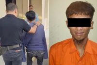 Kolase foto saat tersangka ditangkap dan saat berada di tahanan, Kamis 16 Oktober 2025 | Dok : Humas Polres Pringsewu.