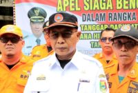 Kalak BPBD Tanggamus Irvan Wahyudi saat memberikan keterangan usai simulasi siaga bencana gempa dan tsunami di Pantai Muara Indah, Kota Agung, Rabu 5 November 2025 | Herdi/Media Prioritastv.com.