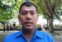 Analis Geofisika BMKG Lampung Utara, Teguh Budiman saat memberikan keterangan usai simulasi siaga bencana di Pantai Muara Indah, Kota Agung, Tanggamus, Rabu 5 November 2025 | Herdi/Media Prioritastv.com.