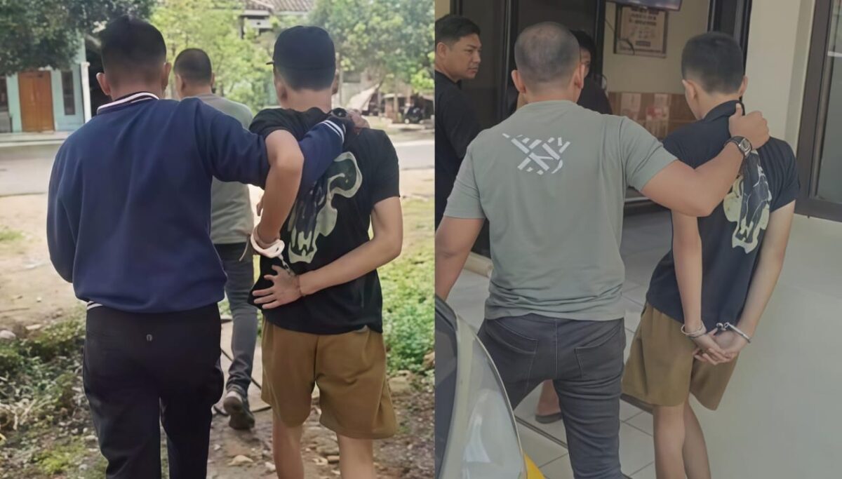 Salah satu tersangka saat digelandang polisi usai tertangkap pada Rabu 5 November 2025 | Dok. Humas Polres Pringsewu.