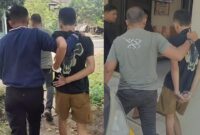 Salah satu tersangka saat digelandang polisi usai tertangkap pada Rabu 5 November 2025 | Dok. Humas Polres Pringsewu.