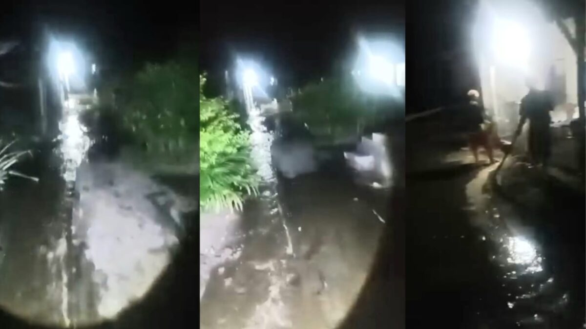 Kolase foto banjir yang menggenangi pemukiman warga di Pekon Tirom, Pematang Sawa, Tanggamus, Jumat 7 November 2025, malam | Dok. Facebook Arian Safri Rian.