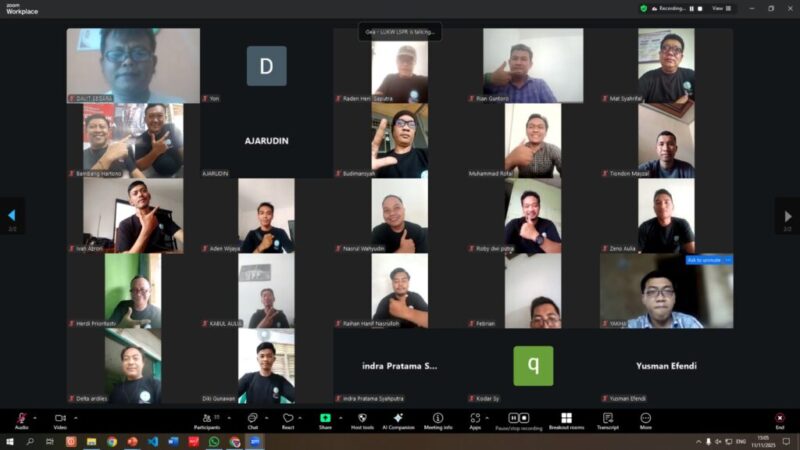 Peserta asal Tanggamus, Pringsewu dan Bandar Lampung yang mengikuti Pra UKW secara daring melalui Zoom Meeting, Selasa 11 November 2025 | Dok. DPP Forum Wartawan Kompeten.