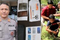 Kolase foto Kapolsek Pringsewu Kota AKP Ramon Zamora, barang bukti yang diamankan dan saat tersangka ditangkap dekat pesawahan, Selasa 11 November 2025 | Dok. Ist/Media Prioritastv.com.