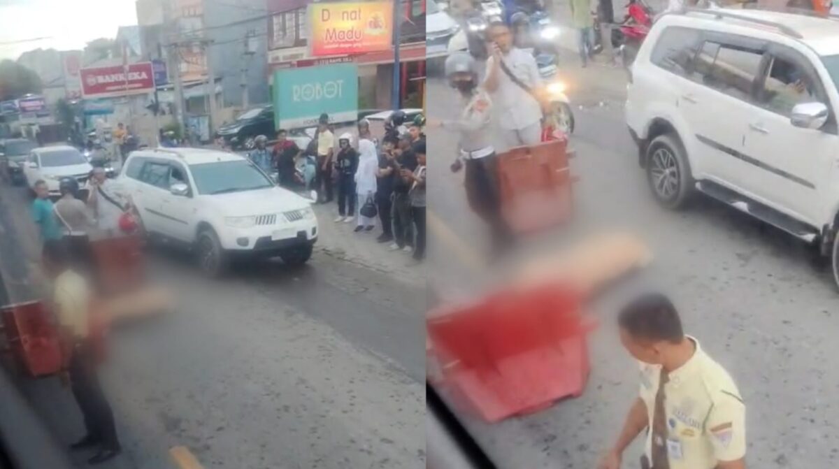 Kolase foto saat korban terekam kamera warga dalam video kecelakaan di Jalan Jend. A. Yani, Sidoharjo, Pringsewu, Senin 17 November 2025 | Dok. Warga/Media Prioritastv.com.