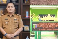 Kolase foto Kadis Pendidikan Provinsi Lampung Thomas Amirico dan plang SLBN Pringsewu, Selasa 18 November 2025 | Ist/Media Prioritastv.com.