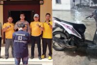 Kolase foto saat tersangka Nazril sampai di Polsek Talang Padang dan sepeda motor korban yang berhasil disita dari penadahnya pada Minggu 16 November 2025 | Dok. Humas Polres Tanggamus.