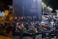 Kolase foto saat para remaja terjaring razia Polres Tanggamus dan saat diberikan pembinaan serta sepeda motor yang berhasil diamankan, Sabtu 29 November 2025, malam | ist/Media Prioritastv.com.