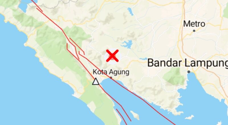 Titik gempa Tanggamus pada Sabtu 29 November 2025 | Dok. BMKG Lampung.