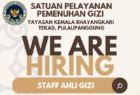 Lowongan Ahli Gizi di SPPG Tekad, Pulau Panggung, Tanggamus.