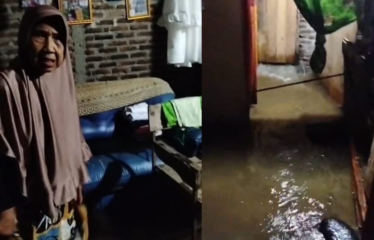 Kolase foto kondisi rumah Sahniar usai terendam banjir di RT 14 RW 05 Pancawarna Atas, Kuripan, Kota Agung, Tanggamus, Rabu 3 Desember 2025 | warga/Media Prioritastv.com.