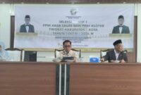 Plt Kepala Kantor Kementrian Haji dan Umroh Tanggamus H. Nursaad bersama Kepala Kantor Kamenag Tanggamus Dr. H. Mahmuddin Aris Rayusman dan Tim Monev Kanwil Kementruan Haji dan Umroh Hj. Liswati saat memimpin seleksi PPIH Arab Saudi dan PPIH Kloter tingkat Kabupaten/Kota tahun 1447/2026 di Aula Kantor Kementrian Haji dan Umroh Kota Agung, Kamis (04/12/2025) | Herdi/Media Peioritastv.com.