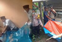 Kolase foto saat petugas melakukan evakuasi jenazah Lansia di rumah kosong wilayah Pasar Madang, Kota Agung dan saat evakuasi tulang belulang Lansia di Dusun Tanjung Senang, Pekon Gedong Cukuh Balak, Jumat 38 November 2025 | Dok. Humas Polres Tanggamus.